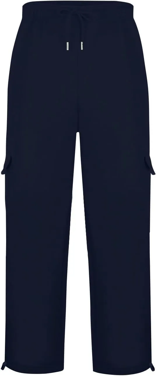 Men's Jogging Cargo Pants Wide Elastic Waist Pants with Multi-Pocket Fit Drawstring Casual Trousers