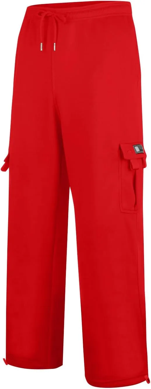 Men's Jogging Cargo Pants Wide Elastic Waist Pants with Multi-Pocket Fit Drawstring Casual Trousers