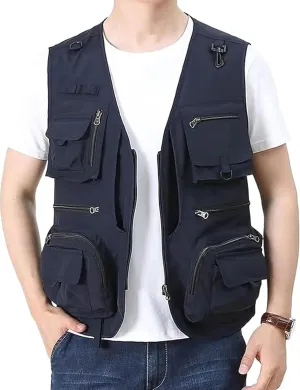 Men's Lightweight Mesh Fishing Vest Utility Outdoor Multi-Pocket Hunting Cargo Vest
