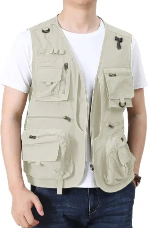 Men's Lightweight Mesh Fishing Vest Utility Outdoor Multi-Pocket Hunting Cargo Vest