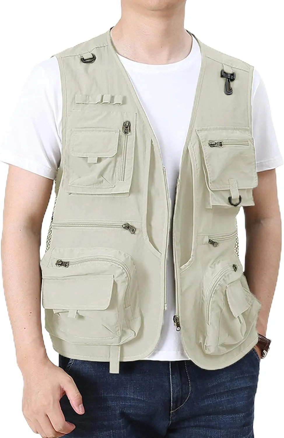 Men's Lightweight Mesh Fishing Vest Utility Outdoor Multi-Pocket Hunting Cargo Vest