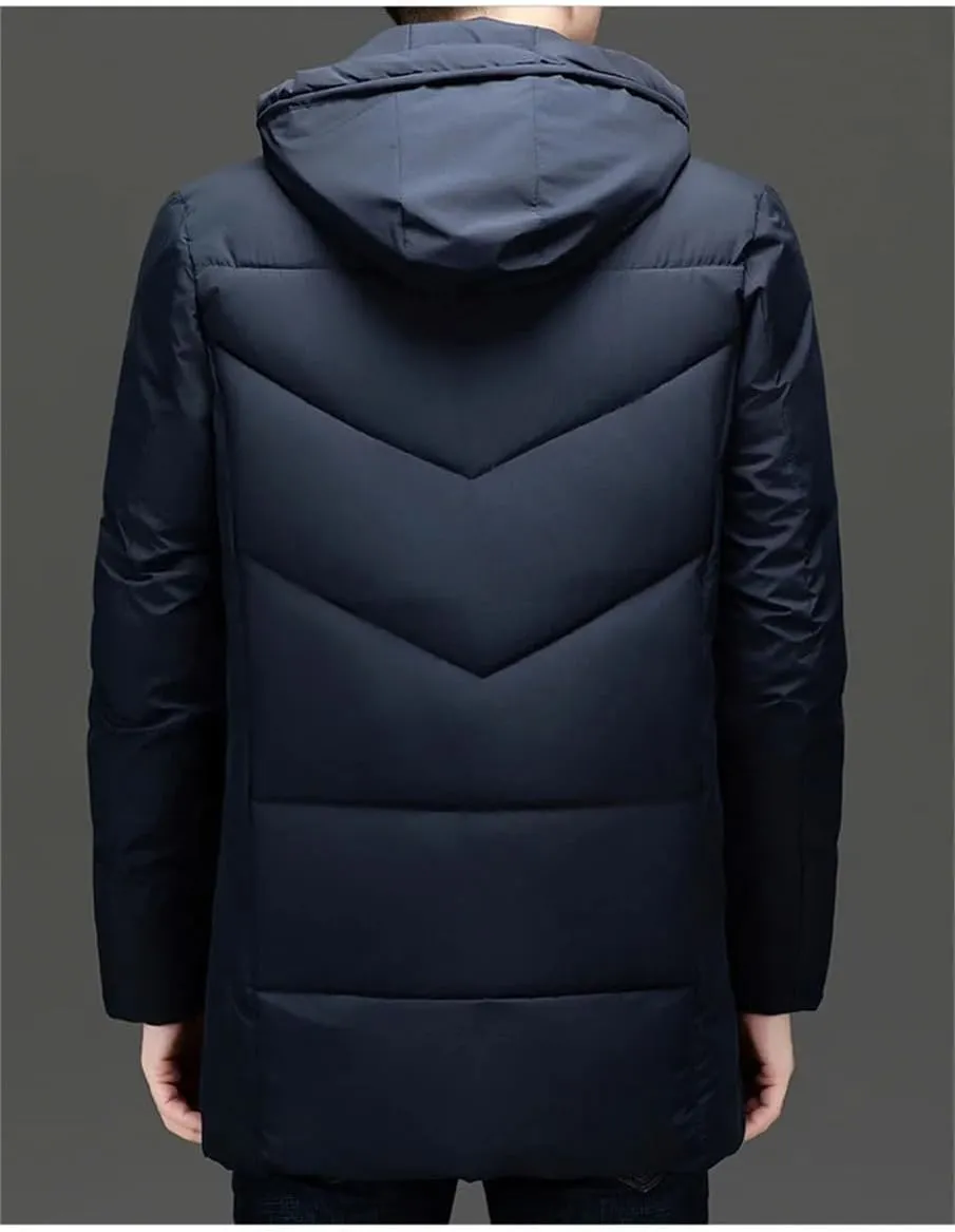 Men's Long Coat Winter Cotton Padded Jacket Hooded Parkas Warm Thick Outdoor Top