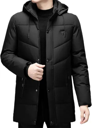 Men's Long Coat Winter Cotton Padded Jacket Hooded Parkas Warm Thick Outdoor Top