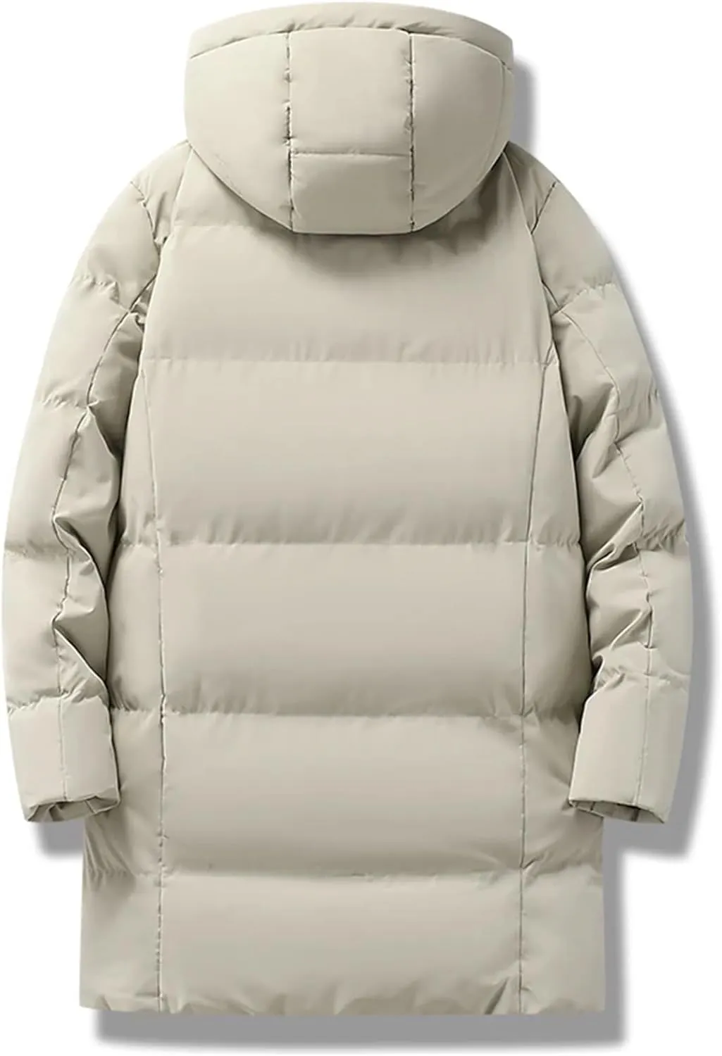 Men's Long Jacket Fashion Thick Warm Hooded Parka Solid Color Cotton Padded Coat