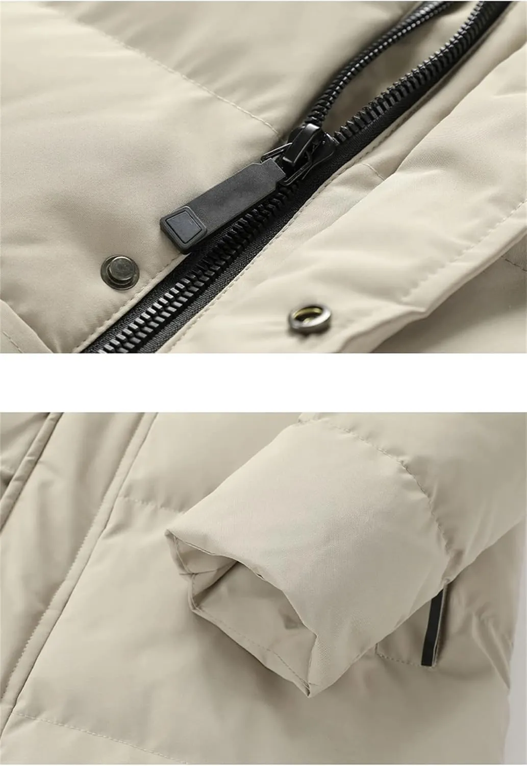 Men's Long Jacket Fashion Thick Warm Hooded Parka Solid Color Cotton Padded Coat