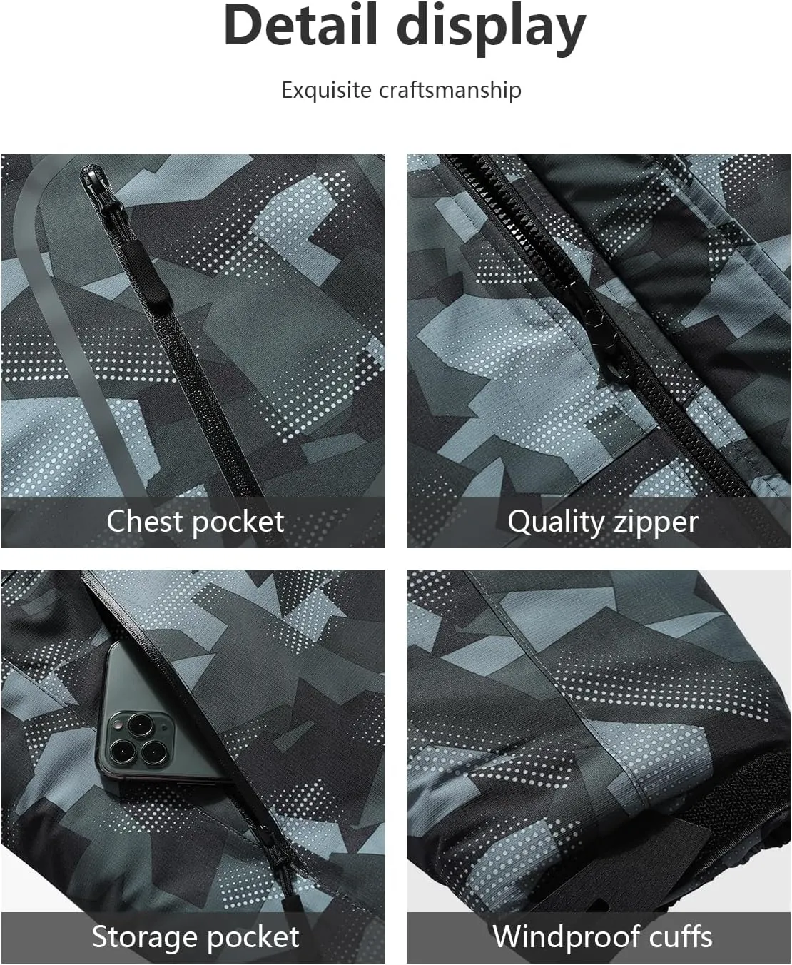Men's Mountain Winter Coat Warm Fleece Ski Snow Jacket Waterproof Raincoat with Hood