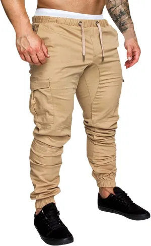 Mens Outdoor Cargo Pants Fashion Joggers Multi-Pocket Casual Pants Sports Pants Chino Trousers Sweatpants Mens