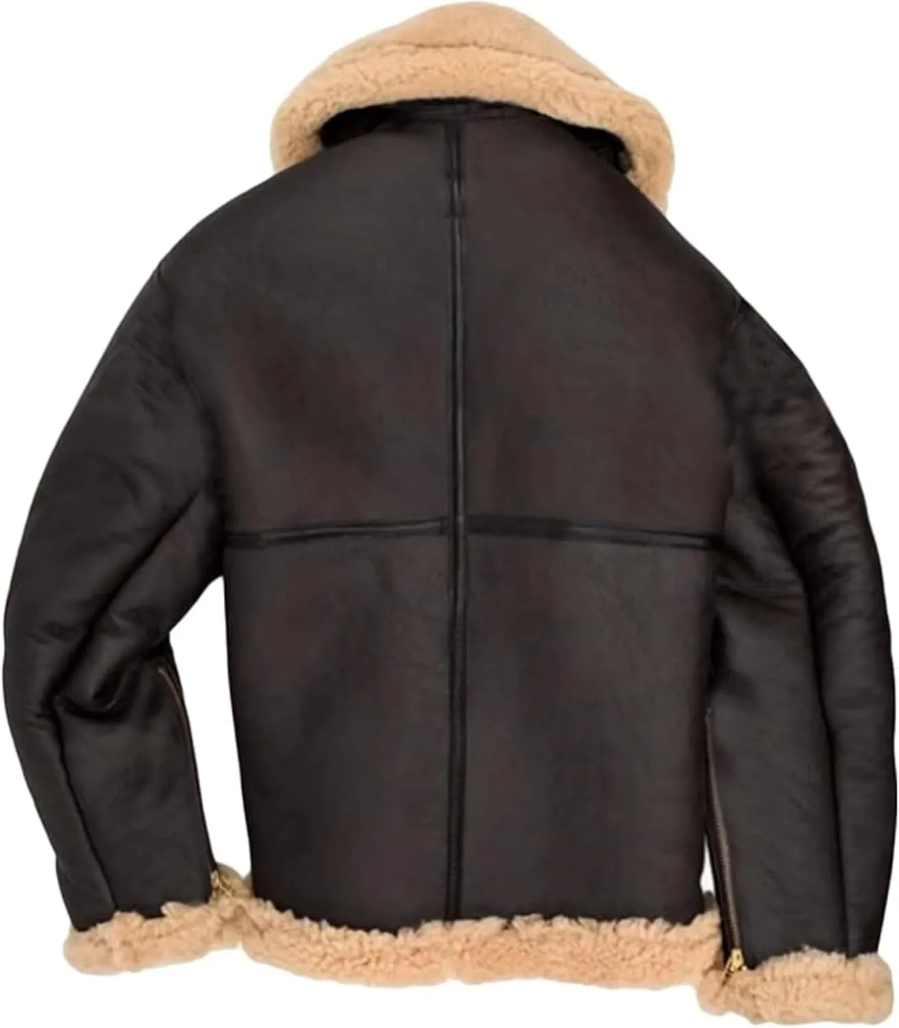 Men's Sherpa Fur Jacket Warm Winter Faux Shearling B3 Bomber Coat Men Thickened Lapel Motorcycle Leather Outwear