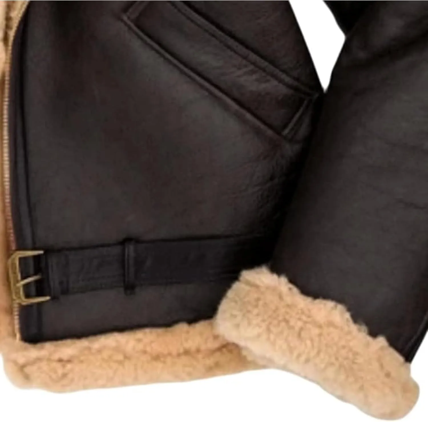 Men's Sherpa Fur Jacket Warm Winter Faux Shearling B3 Bomber Coat Men Thickened Lapel Motorcycle Leather Outwear