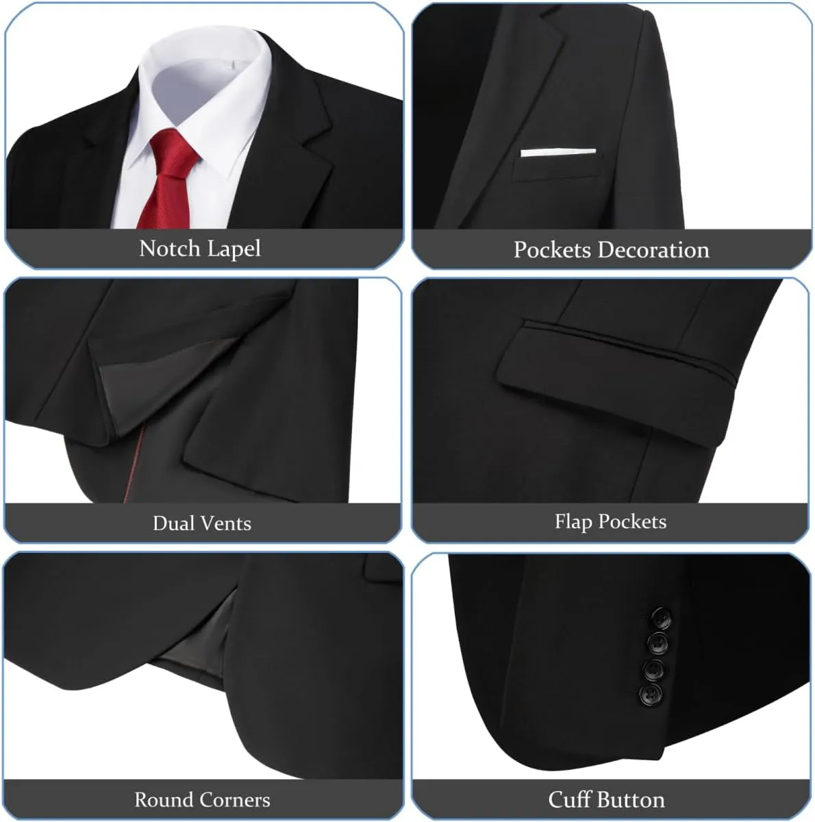 Men's Slim Fit 2 Piece Suit Set,Two Button Blazer Jacket Vest Pants Tuxedo Set for Prom Wedding and Business