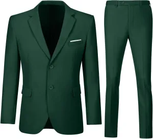 Men's Slim Fit 2 Piece Suit Set,Two Button Blazer Jacket Vest Pants Tuxedo Set for Prom Wedding and Business