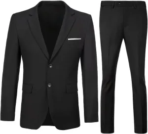 Men's Slim Fit 2 Piece Suit Set,Two Button Blazer Jacket Vest Pants Tuxedo Set for Prom Wedding and Business