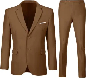Men's Slim Fit 2 Piece Suit Set,Two Button Blazer Jacket Vest Pants Tuxedo Set for Prom Wedding and Business