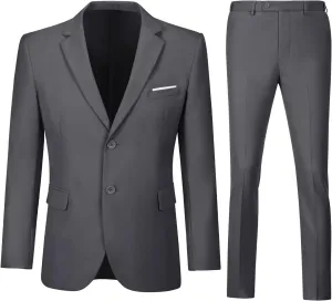 Men's Slim Fit 2 Piece Suit Set,Two Button Blazer Jacket Vest Pants Tuxedo Set for Prom Wedding and Business