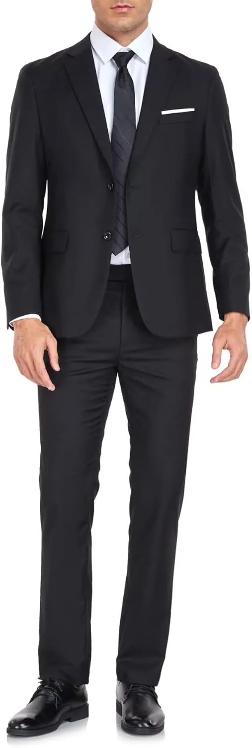 Men's Slim Fit 2 Piece Suit Set,Two Button Blazer Jacket Vest Pants Tuxedo Set for Prom Wedding and Business