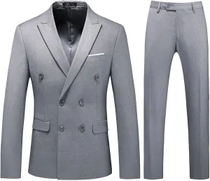 Mens Suits Slim Fit 2 Piece Double Breasted Blazer Tuxedo Suit Set for Men Casual Wedding Casual Business
