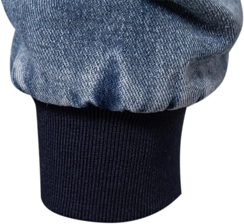 Men's Turn Down Collar Warm Fleece Thicken Denim Jacket Big Pockets Winter Jeans Coat