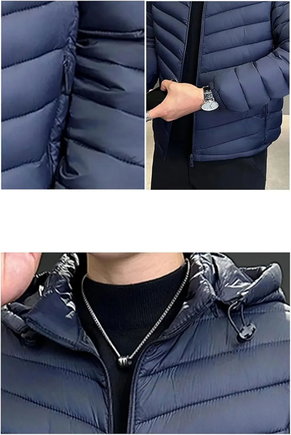 Men's Winter Puffer Jacket Men Casual Lightweight Warm Down Cotton Padded Coat Men Outdoor Hooded Coat
