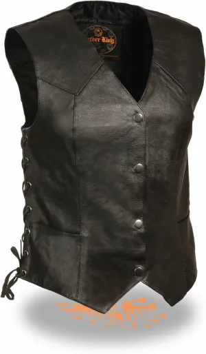 Milwaukee Leather Ladies Classic Side Lace Four Snap Leather Vest SH1227L