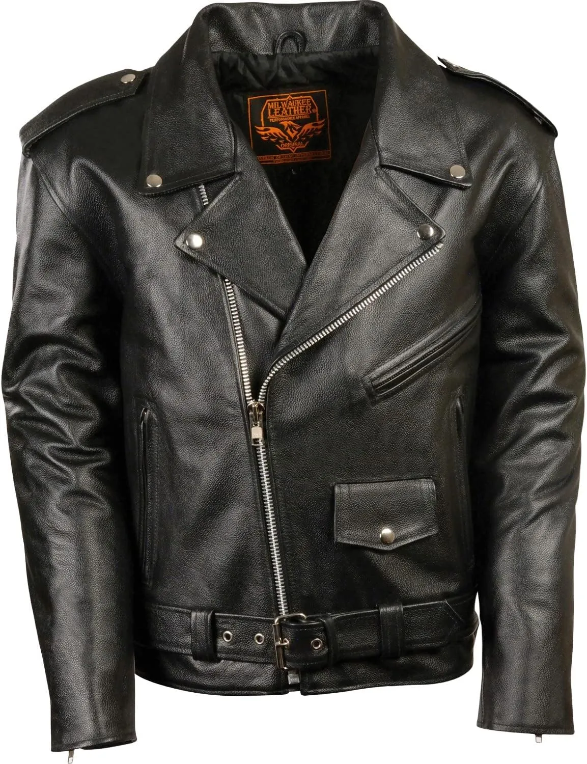 Milwaukee Leather Men's Classic Police Style M/C Jacket - LKM1781 Black (Medium)