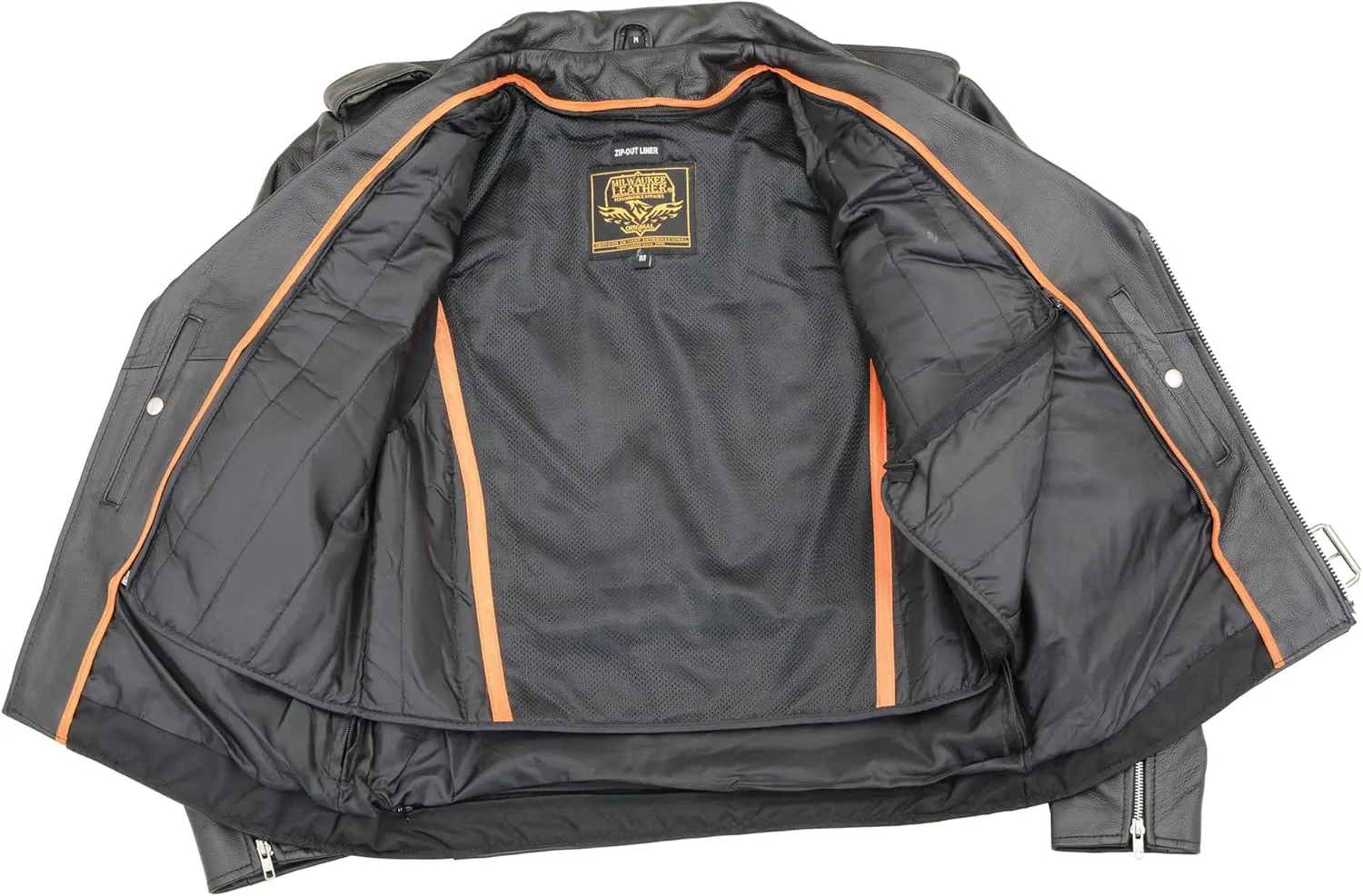 Milwaukee Leather Mens Leather Side Lace SH1011 Classic Police Style Motorcycle Jacket
