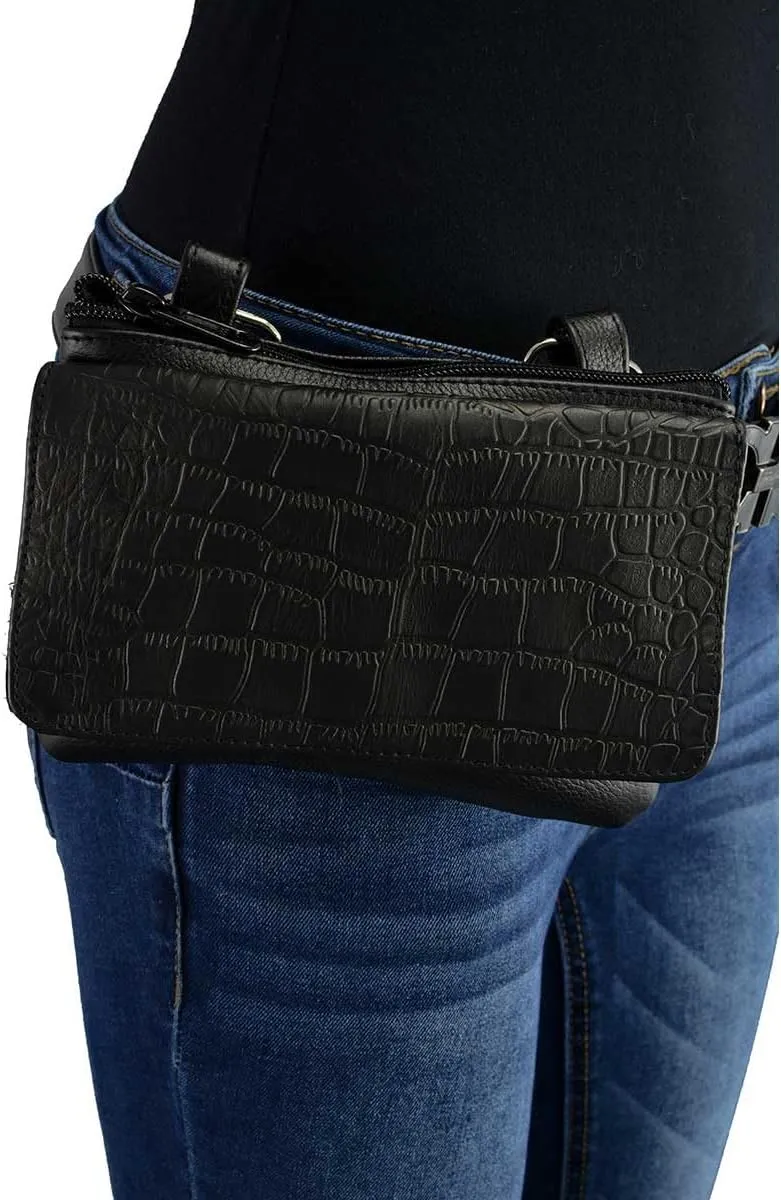 Milwaukee Leather MP8854 Women's Black Leather Multi Pocket Belt Bag - One Size