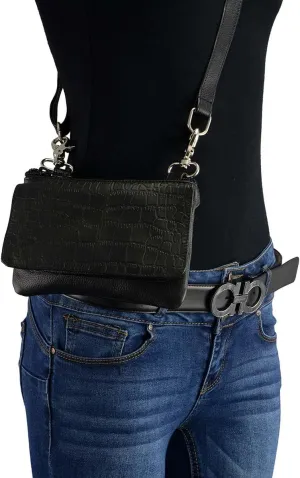 Milwaukee Leather MP8854 Women's Black Leather Multi Pocket Belt Bag - One Size