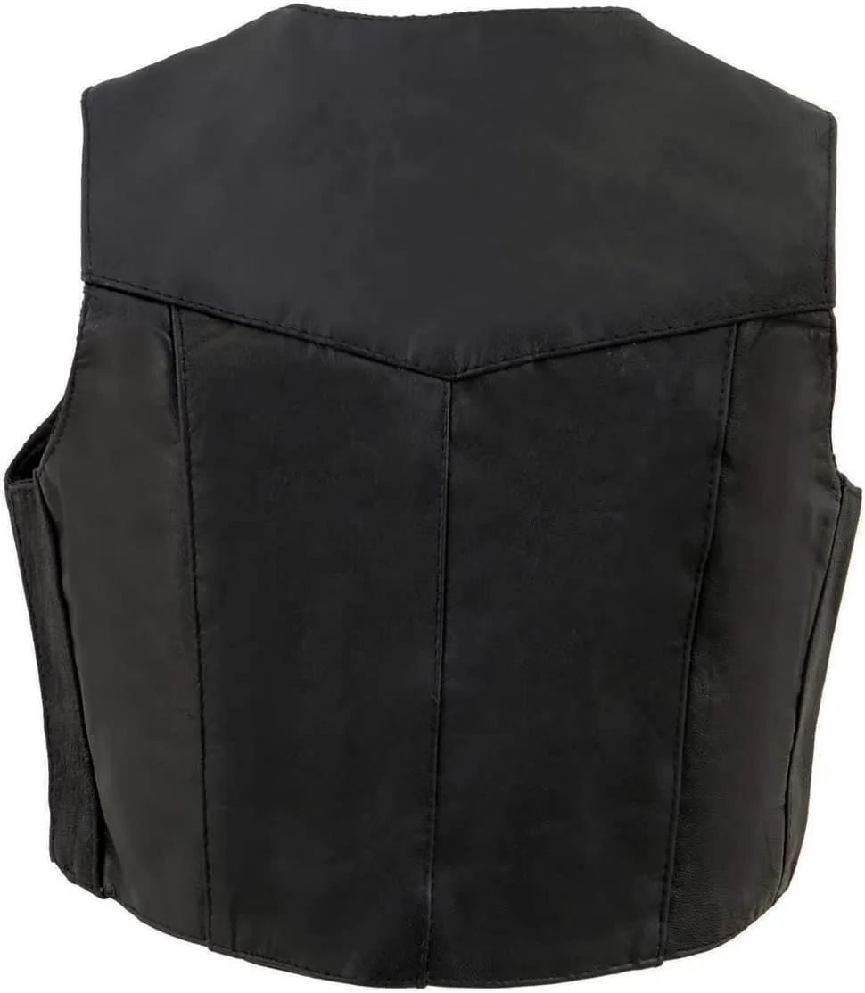 Milwaukee Leather SH2011 Kids Black Classic Three Snap Leather Vest