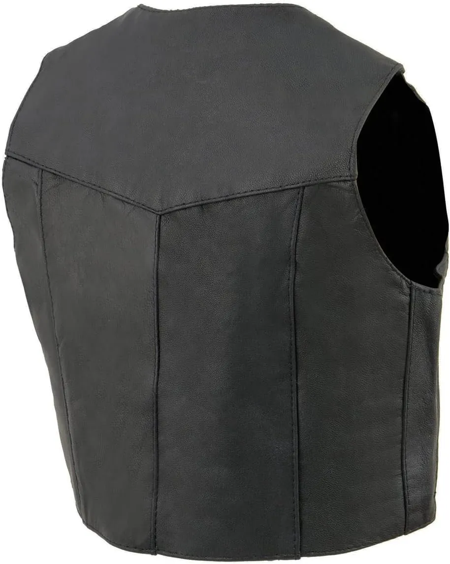 Milwaukee Leather SH2011 Kids Black Classic Three Snap Leather Vest