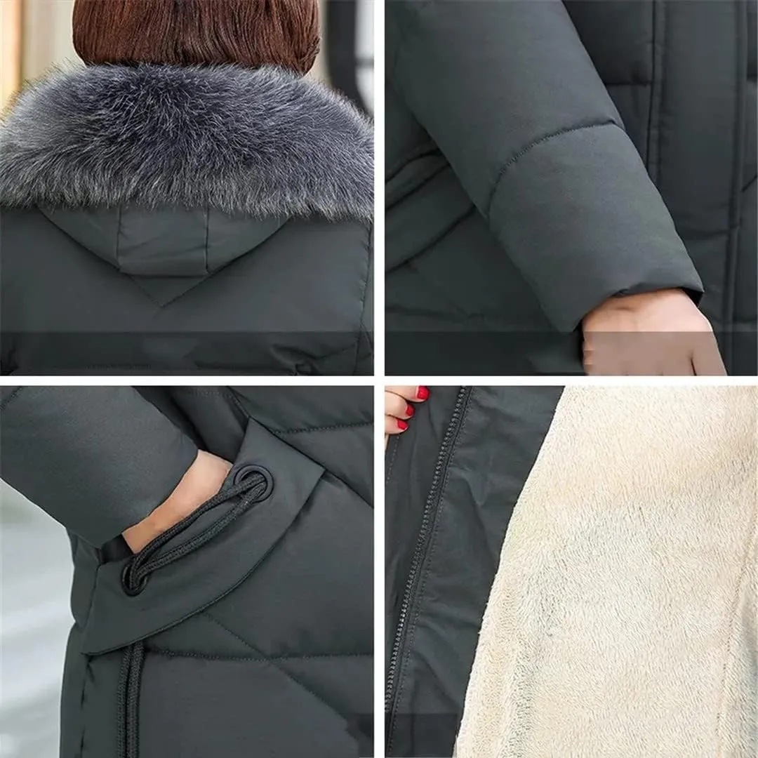 Mother Down Cotton-Padded Jacket Women's Winter Coat With Hooded Warm Thickening Long Parkas