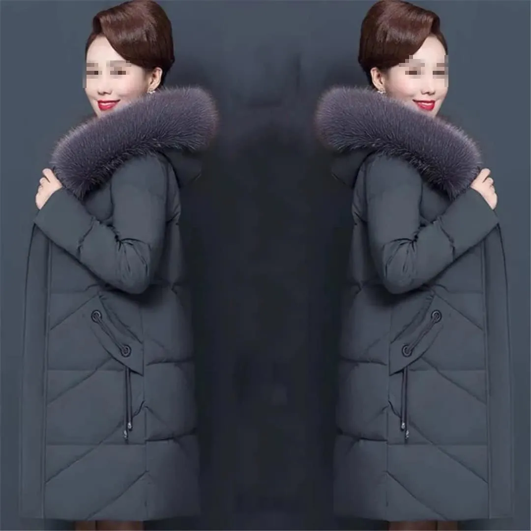 Mother Down Cotton-Padded Jacket Women's Winter Coat With Hooded Warm Thickening Long Parkas