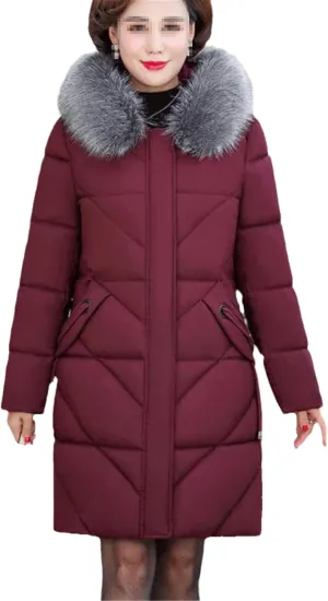 Mother Down Cotton-Padded Jacket Women's Winter Coat With Hooded Warm Thickening Long Parkas
