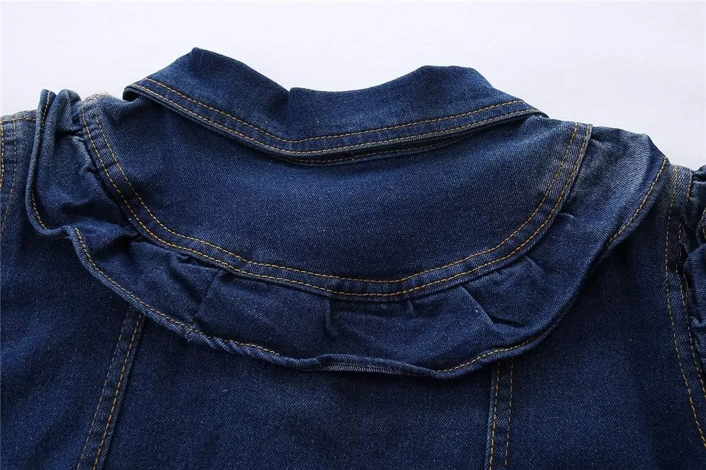 Mud Kingdom Toddler Little Girls Denim Jacket with Tulle Turn-down Collar Fashion Spring Autumn