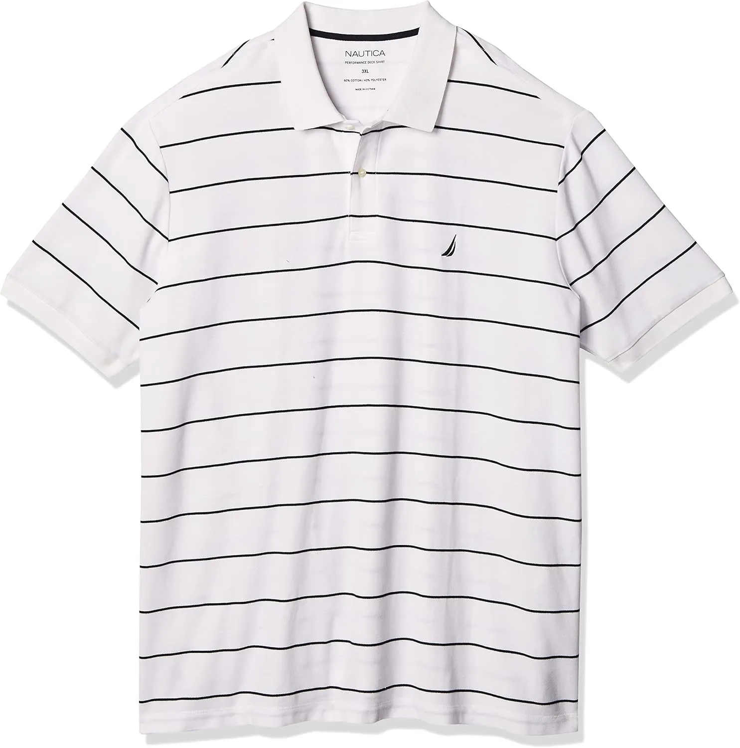 Nautica Men's Big and Tall Classic Short Sleeve Striped Polo Shirt