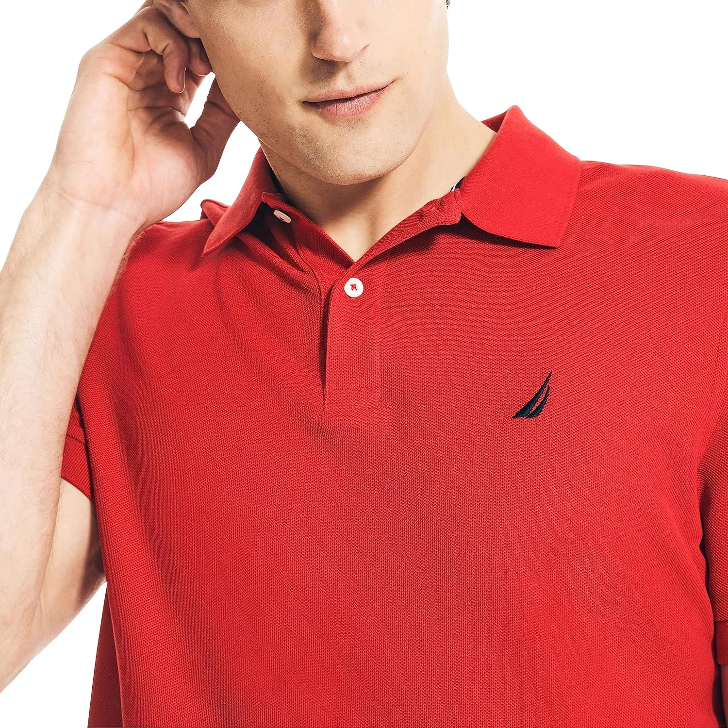 Nautica Men's Classic Short Sleeve Solid Performance Deck Polo Shirt