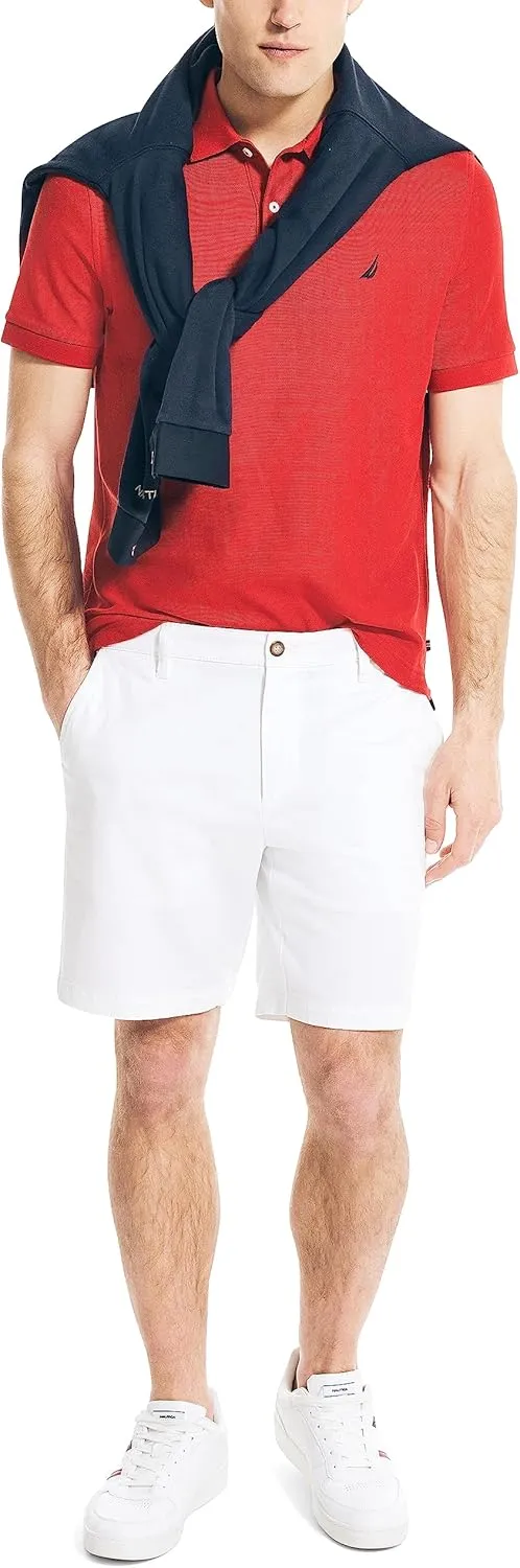 Nautica Men's Classic Short Sleeve Solid Performance Deck Polo Shirt