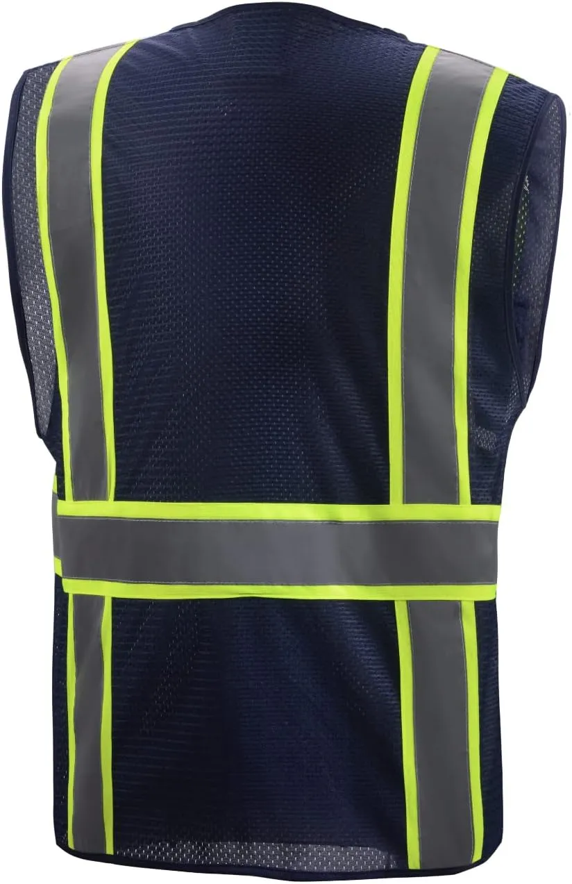 Navy Two Tones Safety Vest,With Multi-Pocket Tool