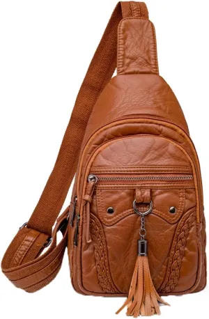 New Women's Waterproof Shoulder Backpack Casual Fashion Multi-Pocket Design Leather Crossbody Bag