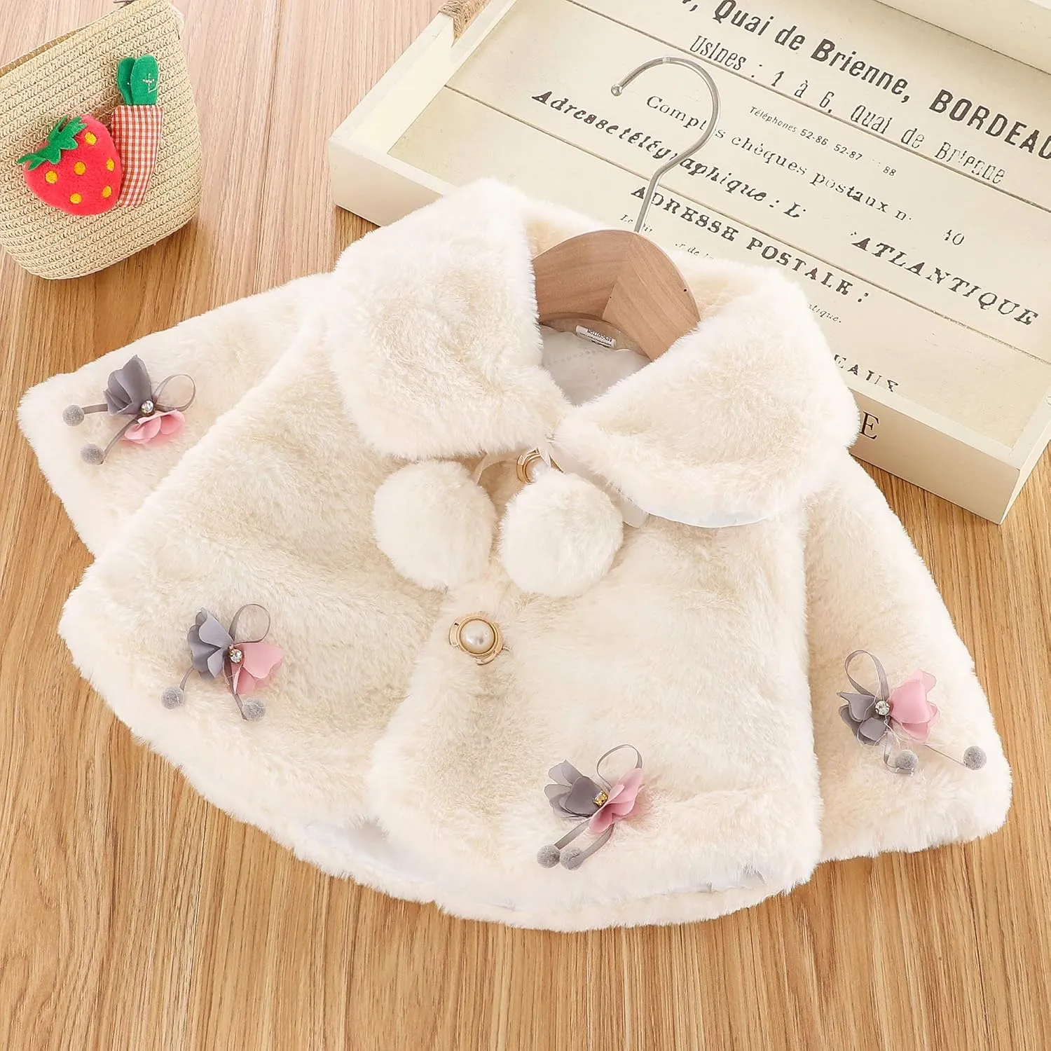 Newborn Baby Girls Winter Warm Coat Hooded Cloak Poncho Jacket Outwear Clothes