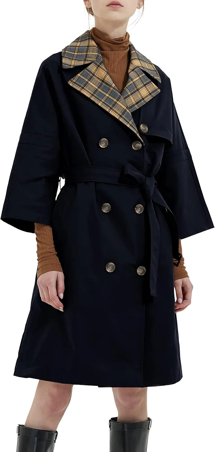 Orolay Women's Double Breasted Trench Coat Classic Jacket Belted Lapel Coat