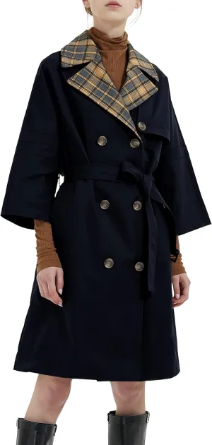 Orolay Women's Double Breasted Trench Coat Classic Jacket Belted Lapel Coat