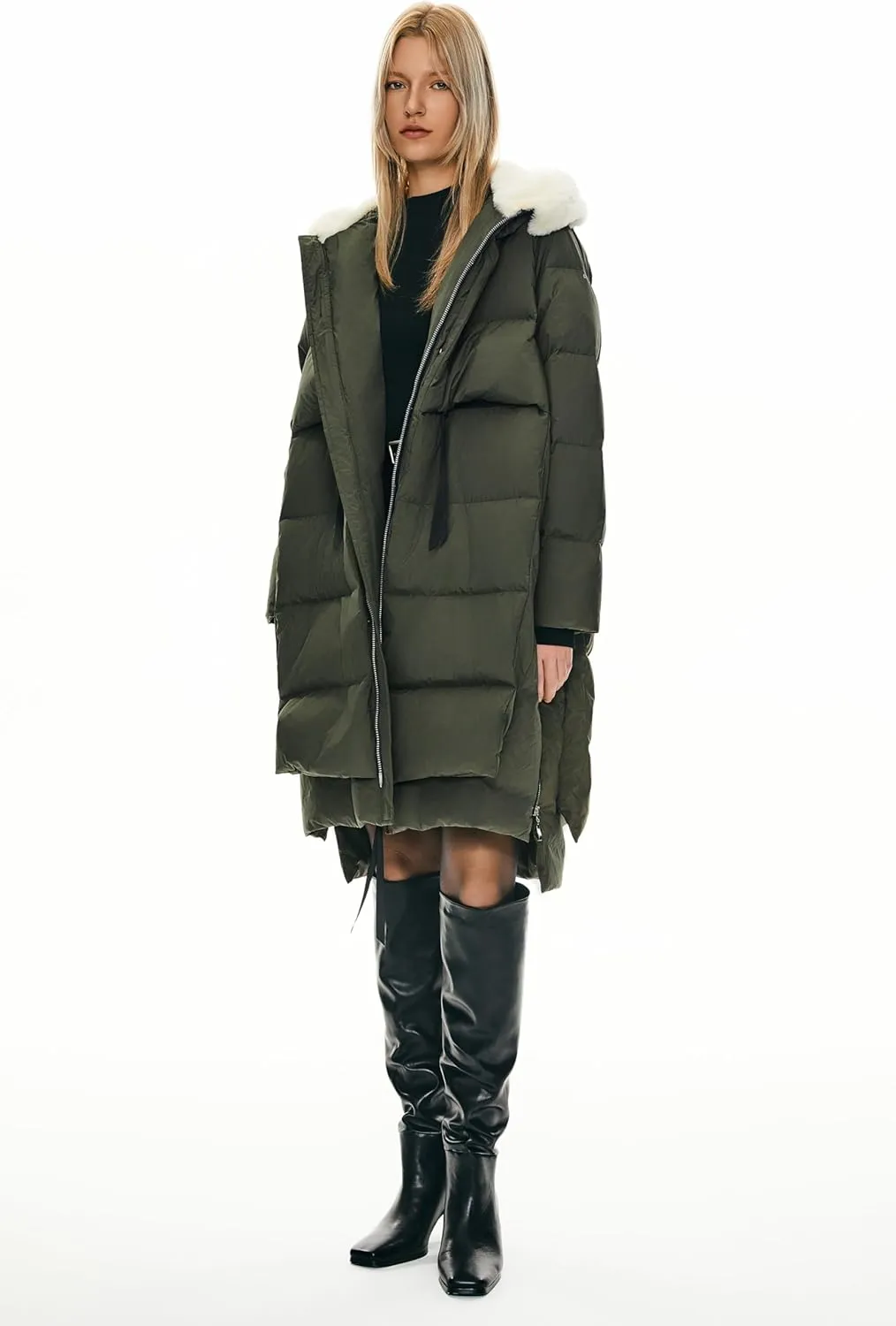 Orolay Women's Long Down Jacket Winter Puffer Jacket Warm Faux-Fur Collar Coat