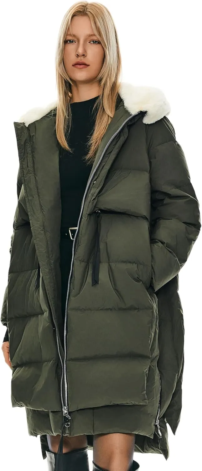 Orolay Women's Long Down Jacket Winter Puffer Jacket Warm Faux-Fur Collar Coat