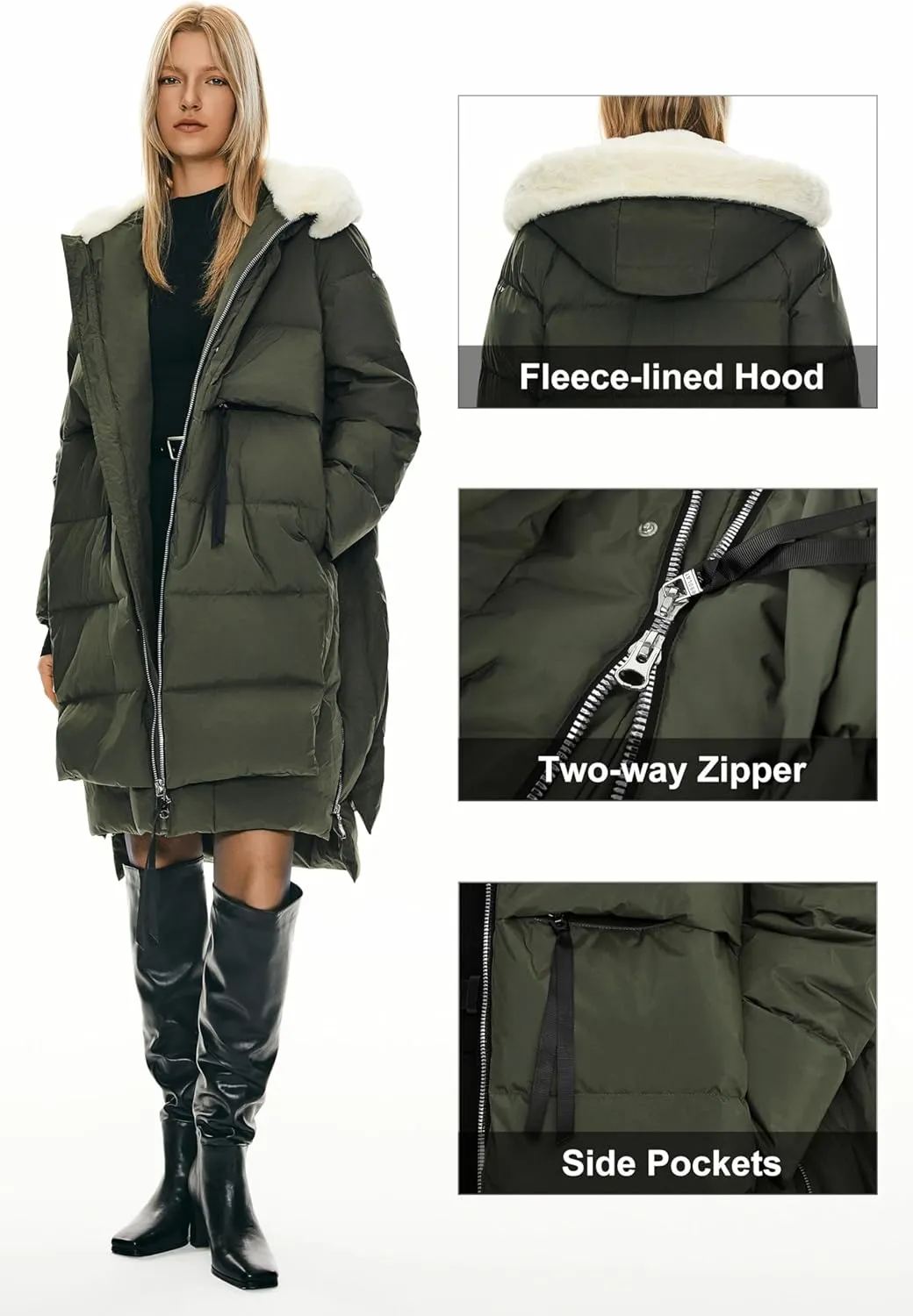 Orolay Women's Long Down Jacket Winter Puffer Jacket Warm Faux-Fur Collar Coat