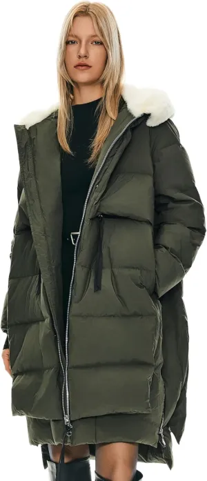 Orolay Women's Long Down Jacket Winter Puffer Jacket Warm Faux-Fur Collar Coat