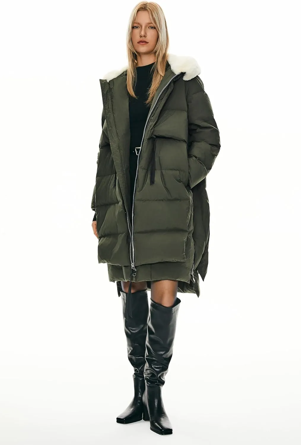 Orolay Women's Long Down Jacket Winter Puffer Jacket Warm Faux-Fur Collar Coat