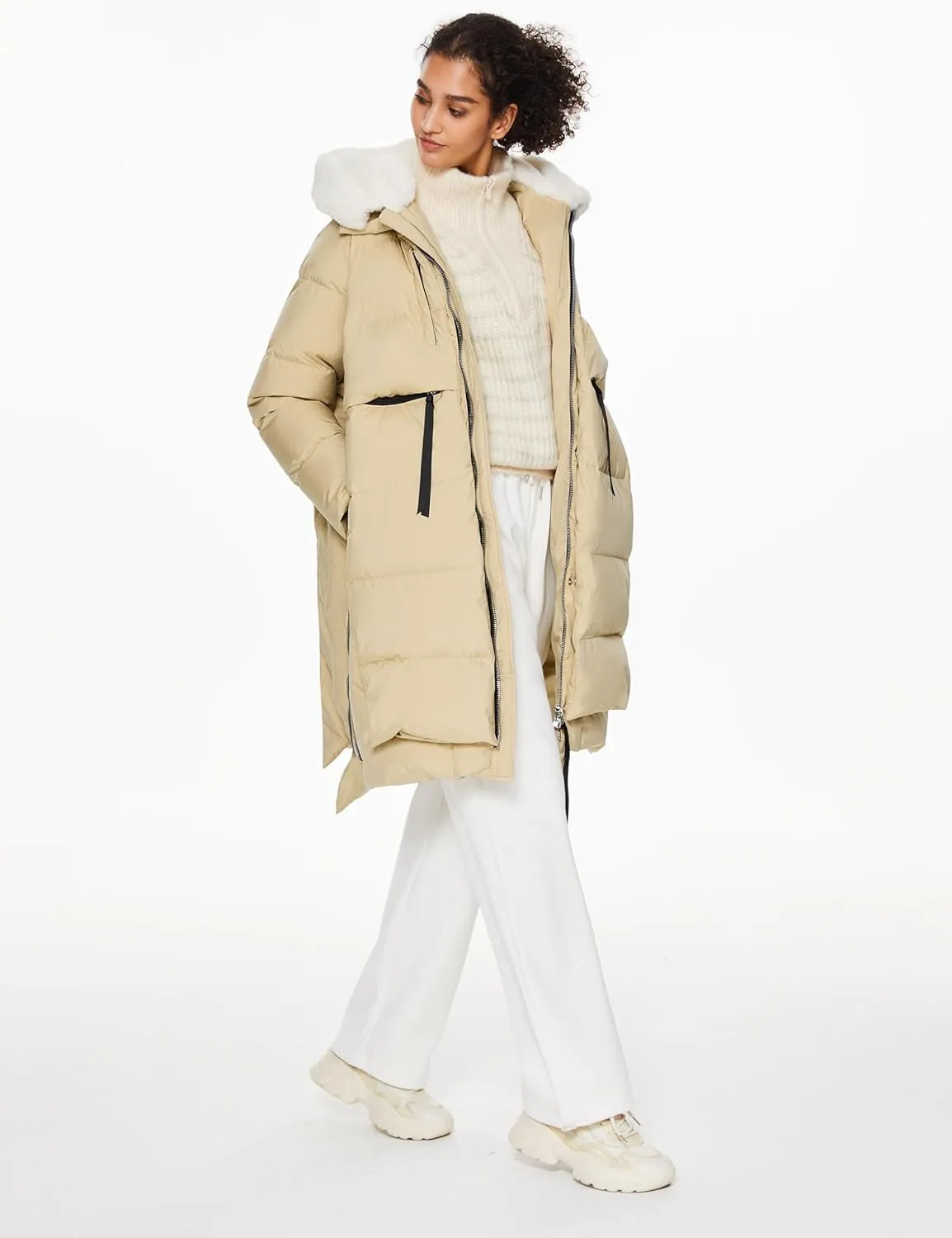 Orolay Women's Long Down Jacket Winter Puffer Jacket Warm Faux-Fur Collar Coat