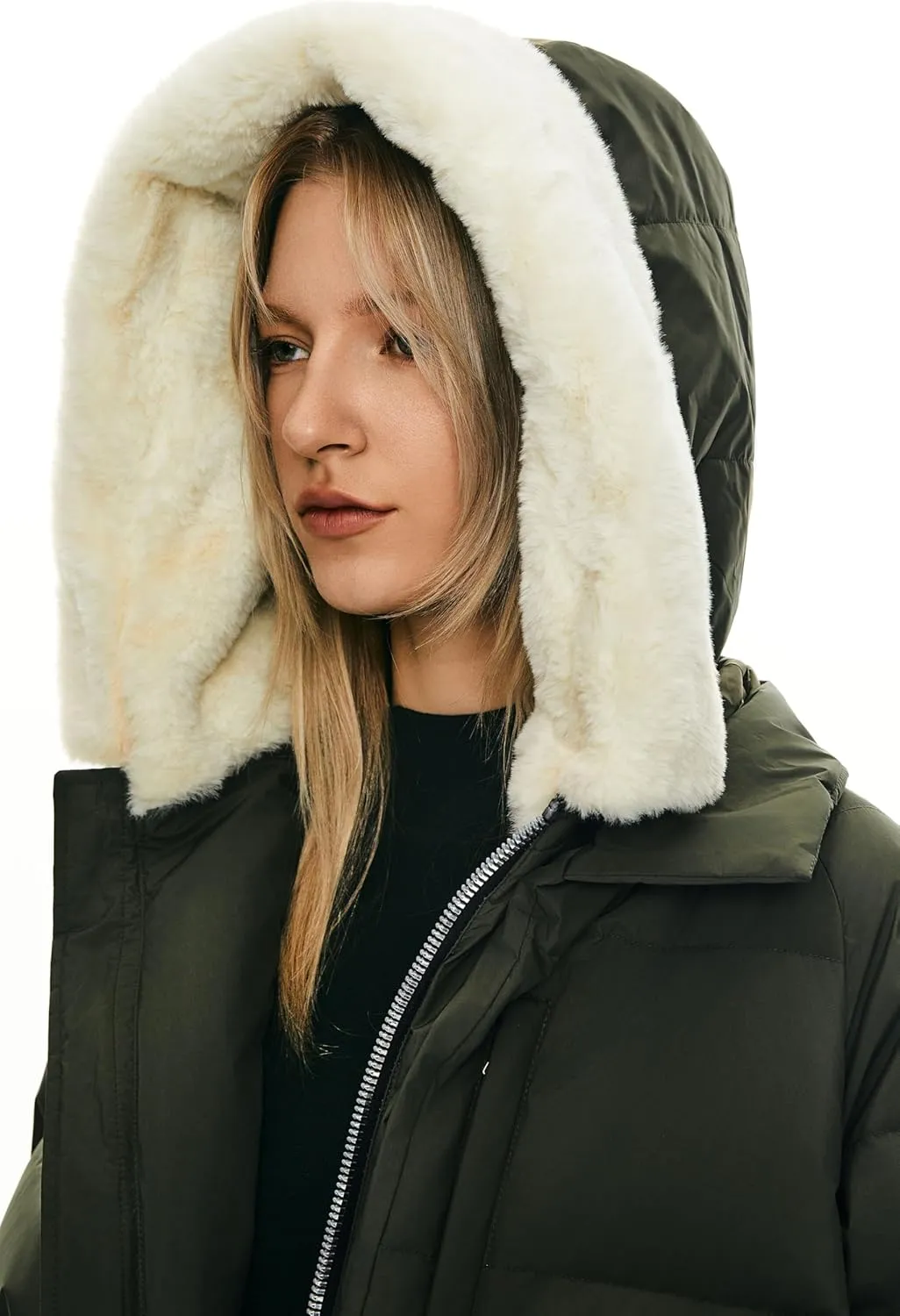 Orolay Women's Long Down Jacket Winter Puffer Jacket Warm Faux-Fur Collar Coat