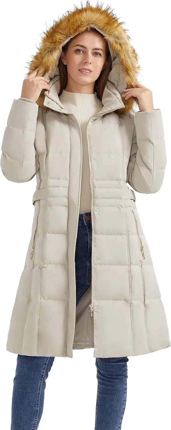 Orolay Women's Puffer Down Coat Winter Warm Jacket with Faux Fur Trim Hood