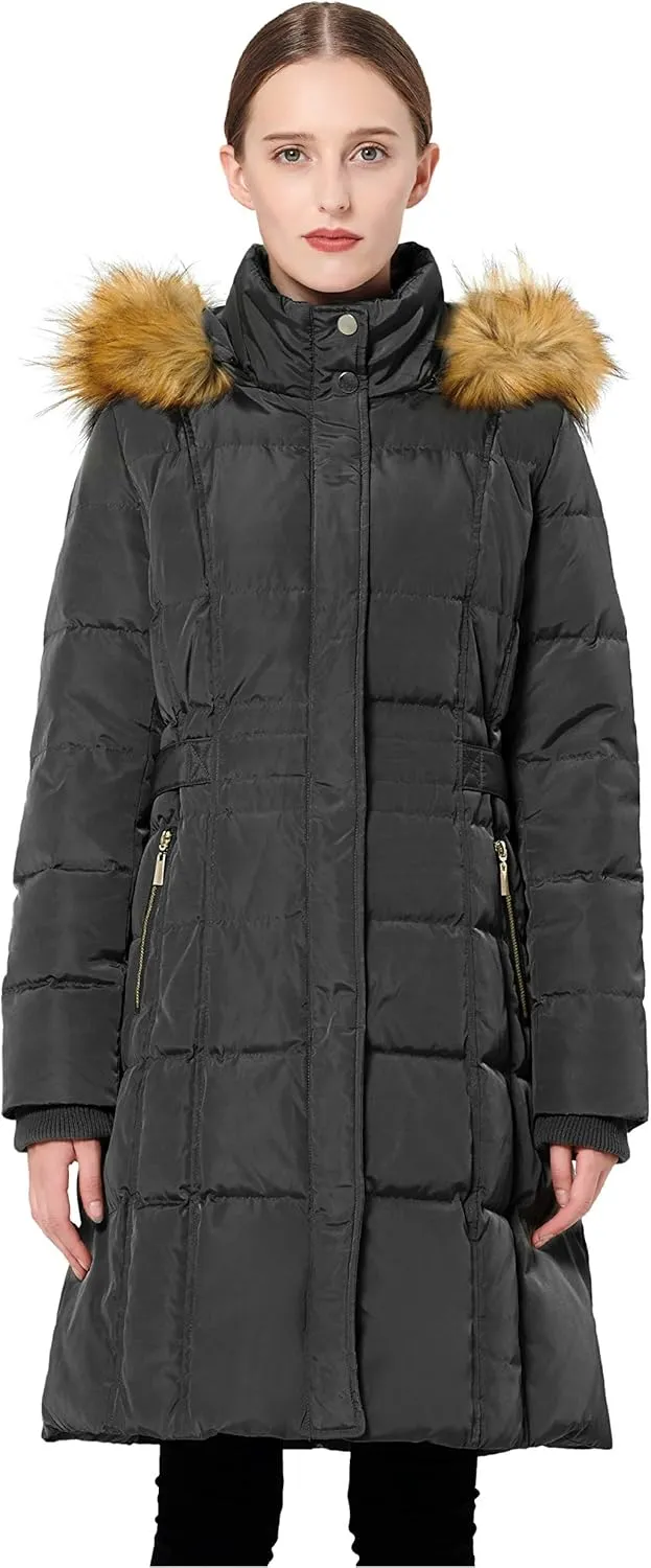 Orolay Women's Puffer Down Coat Winter Warm Jacket with Faux Fur Trim Hood